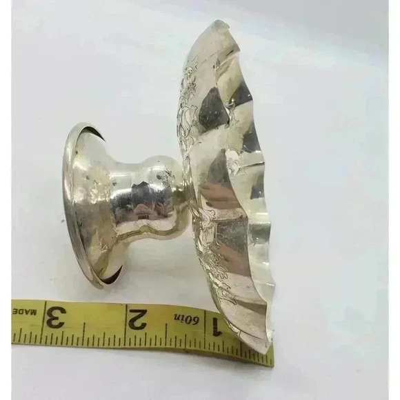 Vintage Silver Plate Candle Holder Trinket Candy Vanity Dish Ornate Petite - Picture 13 of 13